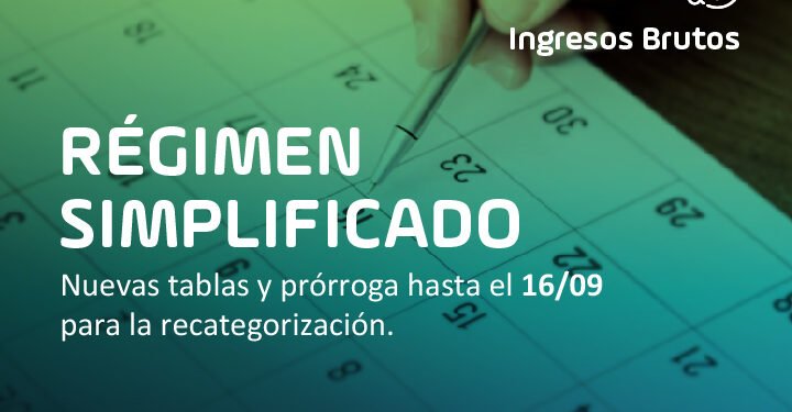 RÉGIMEN SIMPLIFICADO DE INGRESOS BRUTOS Nuevas escalas y extensión del plazo para realizar la recategorización.