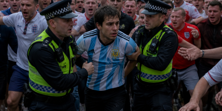 Conflicto tras la semifinal: un hincha argentino fue rescatado por la policía británica ante la muchedumbre inglesa
