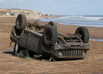 Tragedia en Necochea: un mecánico muerto tras volcar un jeep en la playa