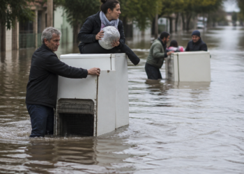 Inundaciones en el Litoral: vecinos emplean heladeras como botes para rescatar pertenencias